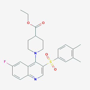 Ethyl 1-(3-((3,4-dimethylphenyl)sulfonyl)-6-fluoroquinolin-4-yl)piperidine-4-carboxylate