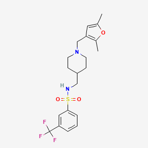 molecular formula C20H25F3N2O3S B3006712 N-((1-((2,5-dimethylfuran-3-yl)methyl)piperidin-4-yl)methyl)-3-(trifluoromethyl)benzenesulfonamide CAS No. 1235388-71-2