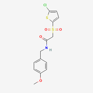molecular formula C14H14ClNO4S2 B3006722 2-((5-chlorothiophen-2-yl)sulfonyl)-N-(4-methoxybenzyl)acetamide CAS No. 1021046-64-9