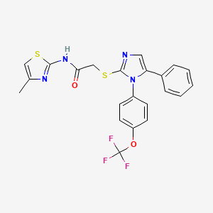 molecular formula C22H17F3N4O2S2 B3006725 N-(4-methylthiazol-2-yl)-2-((5-phenyl-1-(4-(trifluoromethoxy)phenyl)-1H-imidazol-2-yl)thio)acetamide CAS No. 1226432-19-4