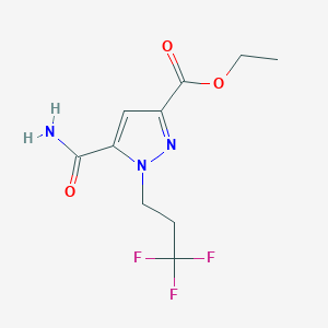 molecular formula C10H12F3N3O3 B3006728 Ethyl 5-carbamoyl-1-(3,3,3-trifluoropropyl)pyrazole-3-carboxylate CAS No. 1946812-90-3