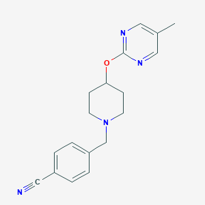 molecular formula C18H20N4O B3006742 4-[[4-(5-Methylpyrimidin-2-yl)oxypiperidin-1-yl]methyl]benzonitrile CAS No. 2380179-14-4