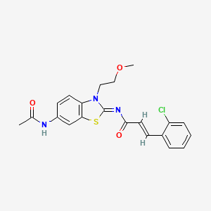 molecular formula C21H20ClN3O3S B3006750 (2E,NZ)-N-(6-乙酰氨基-3-(2-甲氧基乙基)苯并[d]噻唑-2(3H)-亚甲基)-3-(2-氯苯基)丙烯酰胺 CAS No. 1164520-16-4