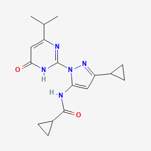 molecular formula C17H21N5O2 B3006751 N-(3-环丙基-1-(4-异丙基-6-氧代-1,6-二氢嘧啶-2-基)-1H-吡唑-5-基)环丙烷甲酰胺 CAS No. 1207056-75-4