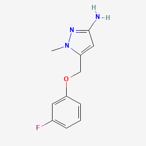 molecular formula C11H12FN3O B3006755 5-[(3-fluorophenoxy)methyl]-1-methyl-1H-pyrazol-3-amine CAS No. 1856100-45-2