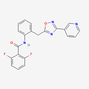 molecular formula C21H14F2N4O2 B3006766 2,6-二氟-N-(2-((3-(吡啶-3-基)-1,2,4-恶二唑-5-基)甲基)苯基)苯甲酰胺 CAS No. 1797751-13-3