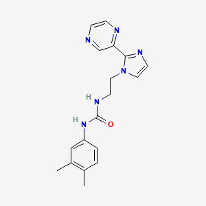 molecular formula C18H20N6O B3006767 1-(3,4-dimethylphenyl)-3-(2-(2-(pyrazin-2-yl)-1H-imidazol-1-yl)ethyl)urea CAS No. 2034451-22-2