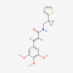 molecular formula C20H23NO4S B3006768 (E)-N-((1-(thiophen-2-yl)cyclopropyl)methyl)-3-(3,4,5-trimethoxyphenyl)acrylamide CAS No. 1211930-79-8