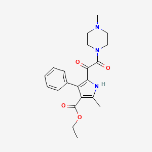 molecular formula C21H25N3O4 B3006769 ethyl 2-methyl-5-[2-(4-methylpiperazin-1-yl)-2-oxoacetyl]-4-phenyl-1H-pyrrole-3-carboxylate CAS No. 1001763-46-7