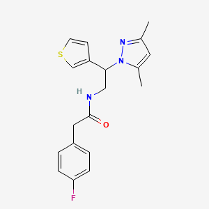 molecular formula C19H20FN3OS B3006786 N-(2-(3,5-dimethyl-1H-pyrazol-1-yl)-2-(thiophen-3-yl)ethyl)-2-(4-fluorophenyl)acetamide CAS No. 2034492-04-9