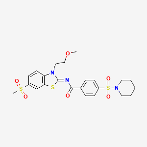 (Z)-N-(3-(2-methoxyethyl)-6-(methylsulfonyl)benzo[d]thiazol-2(3H)-ylidene)-4-(piperidin-1-ylsulfonyl)benzamide