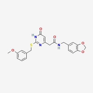 molecular formula C22H21N3O5S B3006800 N-(苯并[d][1,3]二氧杂环-5-基甲基)-2-(2-((3-甲氧基苄基)硫)-6-氧代-1,6-二氢嘧啶-4-基)乙酰胺 CAS No. 1105236-68-7