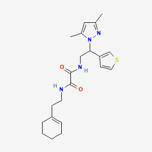 molecular formula C21H28N4O2S B3006803 N1-(2-(cyclohex-1-en-1-yl)ethyl)-N2-(2-(3,5-dimethyl-1H-pyrazol-1-yl)-2-(thiophen-3-yl)ethyl)oxalamide CAS No. 2034347-84-5