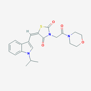 molecular formula C21H23N3O4S B300681 (5E)-3-[2-(morpholin-4-yl)-2-oxoethyl]-5-{[1-(propan-2-yl)-1H-indol-3-yl]methylidene}-1,3-thiazolidine-2,4-dione 