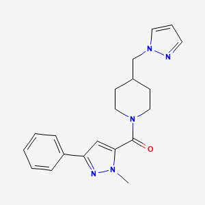 (4-((1H-pyrazol-1-yl)methyl)piperidin-1-yl)(1-methyl-3-phenyl-1H-pyrazol-5-yl)methanone