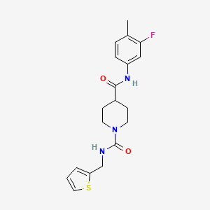 molecular formula C19H22FN3O2S B3006839 N4-(3-fluoro-4-methylphenyl)-N1-(thiophen-2-ylmethyl)piperidine-1,4-dicarboxamide CAS No. 1226429-69-1