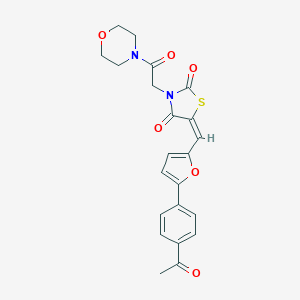 molecular formula C22H20N2O6S B300684 5-{[5-(4-Acetylphenyl)-2-furyl]methylene}-3-[2-(4-morpholinyl)-2-oxoethyl]-1,3-thiazolidine-2,4-dione 