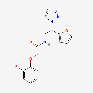 molecular formula C17H16FN3O3 B3006862 2-(2-氟苯氧基)-N-(2-(呋喃-2-基)-2-(1H-吡唑-1-基)乙基)乙酰胺 CAS No. 2034593-28-5