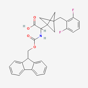molecular formula C29H25F2NO4 B3006867 2-[3-[(2,6-Difluorophenyl)methyl]-1-bicyclo[1.1.1]pentanyl]-2-(9H-fluoren-9-ylmethoxycarbonylamino)acetic acid CAS No. 2287265-59-0