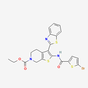 molecular formula C22H18BrN3O3S3 B3006873 ethyl 3-(benzo[d]thiazol-2-yl)-2-(5-bromothiophene-2-carboxamido)-4,5-dihydrothieno[2,3-c]pyridine-6(7H)-carboxylate CAS No. 864927-37-7