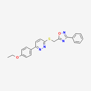 molecular formula C21H18N4O2S B3006884 3-(4-Ethoxyphenyl)-6-{[(3-phenyl-1,2,4-oxadiazol-5-yl)methyl]thio}pyridazine CAS No. 1111290-65-3