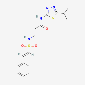 molecular formula C16H20N4O3S2 B3006897 3-[[(E)-2-phenylethenyl]sulfonylamino]-N-(5-propan-2-yl-1,3,4-thiadiazol-2-yl)propanamide CAS No. 1031202-04-6