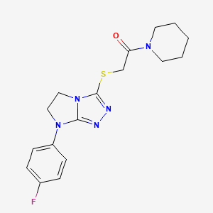 2-((7-(4-fluorophenyl)-6,7-dihydro-5H-imidazo[2,1-c][1,2,4]triazol-3-yl)thio)-1-(piperidin-1-yl)ethanone