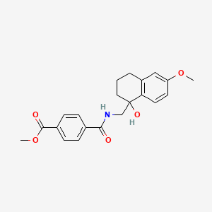 molecular formula C21H23NO5 B3006905 Methyl 4-(((1-hydroxy-6-methoxy-1,2,3,4-tetrahydronaphthalen-1-yl)methyl)carbamoyl)benzoate CAS No. 2034600-37-6