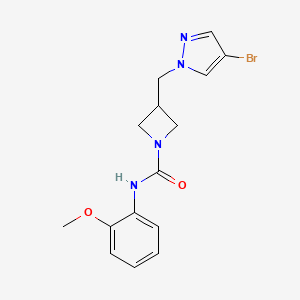 molecular formula C15H17BrN4O2 B3006909 3-[(4-Bromopyrazol-1-yl)methyl]-N-(2-methoxyphenyl)azetidine-1-carboxamide CAS No. 2415488-02-5