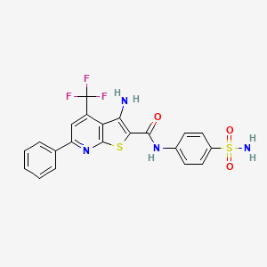 molecular formula C21H15F3N4O3S2 B3006915 3-氨基-6-苯基-N-(4-磺酰胺苯基)-4-(三氟甲基)噻吩并[2,3-b]吡啶-2-甲酰胺 CAS No. 428458-90-6