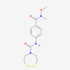 molecular formula C14H19N3O3S2 B3006919 N-[4-[Methoxy(methyl)carbamoyl]phenyl]-1,2,5-dithiazepane-5-carboxamide CAS No. 2224541-19-7
