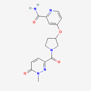 molecular formula C16H17N5O4 B3006922 4-((1-(1-甲基-6-氧代-1,6-二氢吡哒嗪-3-羰基)吡咯烷-3-基)氧基)吡啶甲酰胺 CAS No. 2034528-18-0