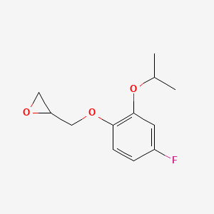 molecular formula C12H15FO3 B3006935 2-[(4-氟-2-丙-2-氧基苯氧基)甲基]环氧乙烷 CAS No. 2411284-56-3