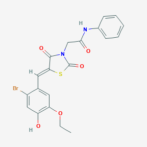 molecular formula C20H17BrN2O5S B300696 2-[5-(2-bromo-5-ethoxy-4-hydroxybenzylidene)-2,4-dioxo-1,3-thiazolidin-3-yl]-N-phenylacetamide 