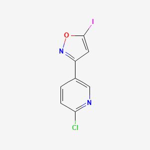 molecular formula C8H4ClIN2O B3006966 2-氯-5-(5-碘-1,2-恶唑-3-基)吡啶 CAS No. 2092543-98-9