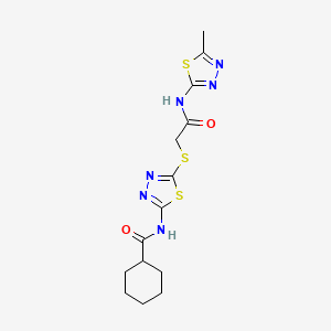 N-[5-[2-[(5-methyl-1,3,4-thiadiazol-2-yl)amino]-2-oxoethyl]sulfanyl-1,3,4-thiadiazol-2-yl]cyclohexanecarboxamide