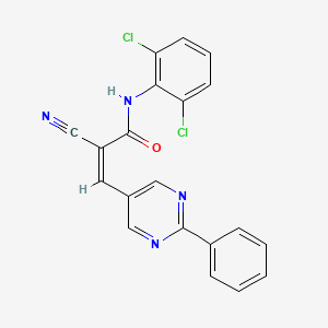 molecular formula C20H12Cl2N4O B3006979 (Z)-2-氰基-N-(2,6-二氯苯基)-3-(2-苯基嘧啶-5-基)丙-2-烯酰胺 CAS No. 1394811-16-5