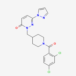 molecular formula C20H19Cl2N5O2 B3006992 2-[[1-(2,4-Dichlorobenzoyl)piperidin-4-yl]methyl]-6-pyrazol-1-ylpyridazin-3-one CAS No. 2379983-71-6