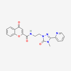 molecular formula C20H17N5O4 B3007001 N-(2-(4-甲基-5-氧代-3-(吡啶-2-基)-4,5-二氢-1H-1,2,4-三唑-1-基)乙基)-4-氧代-4H-色烯-2-甲酰胺 CAS No. 1209136-98-0