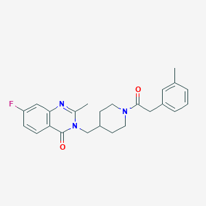 7-Fluoro-2-methyl-3-[[1-[2-(3-methylphenyl)acetyl]piperidin-4-yl]methyl]quinazolin-4-one