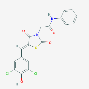 molecular formula C18H12Cl2N2O4S B300701 2-[5-(3,5-dichloro-4-hydroxybenzylidene)-2,4-dioxo-1,3-thiazolidin-3-yl]-N-phenylacetamide 