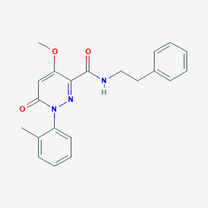 molecular formula C21H21N3O3 B3007012 4-methoxy-6-oxo-N-phenethyl-1-(o-tolyl)-1,6-dihydropyridazine-3-carboxamide CAS No. 942004-88-8