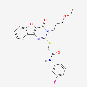 molecular formula C23H22FN3O4S B3007014 2-[[3-(3-乙氧基丙基)-4-氧代-[1]苯并呋喃[3,2-d]嘧啶-2-基]硫代]-N-(3-氟苯基)乙酰胺 CAS No. 866894-85-1