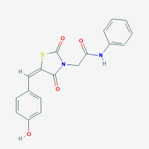 molecular formula C18H14N2O4S B300702 2-[5-(4-hydroxybenzylidene)-2,4-dioxo-1,3-thiazolidin-3-yl]-N-phenylacetamide 