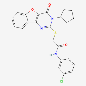 molecular formula C23H20ClN3O3S B3007024 N-(3-氯苯基)-2-[(3-环戊基-4-氧代-3,4-二氢[1]苯并呋喃[3,2-d]嘧啶-2-基)硫代]乙酰胺 CAS No. 899986-16-4