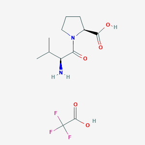 molecular formula C12H19F3N2O5 B3007025 (2S)-1-[(2S)-2-Amino-3-methylbutanoyl]pyrrolidine-2-carboxylic acid;2,2,2-trifluoroacetic acid CAS No. 76931-92-5