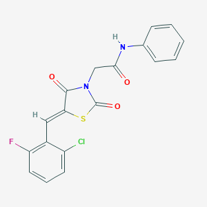 molecular formula C18H12ClFN2O3S B300703 2-[5-(2-chloro-6-fluorobenzylidene)-2,4-dioxo-1,3-thiazolidin-3-yl]-N-phenylacetamide 