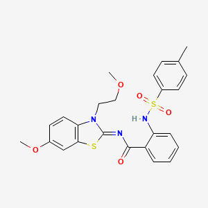 N-[6-methoxy-3-(2-methoxyethyl)-1,3-benzothiazol-2-ylidene]-2-[(4-methylphenyl)sulfonylamino]benzamide