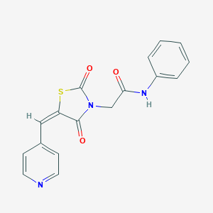 molecular formula C17H13N3O3S B300704 2-[2,4-dioxo-5-(4-pyridinylmethylene)-1,3-thiazolidin-3-yl]-N-phenylacetamide 