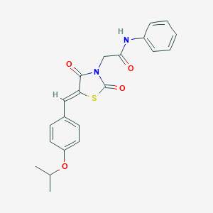 molecular formula C21H20N2O4S B300705 2-[5-(4-isopropoxybenzylidene)-2,4-dioxo-1,3-thiazolidin-3-yl]-N-phenylacetamide 